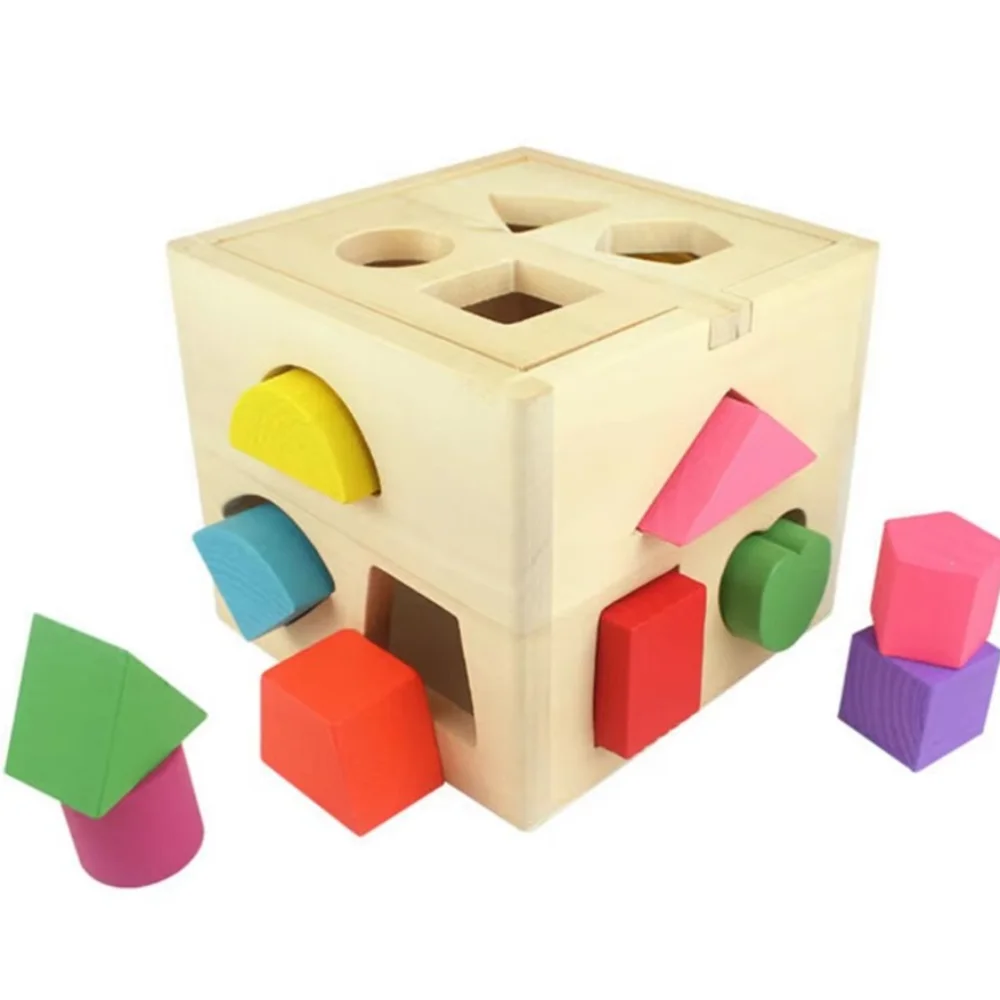 Une boîte nouveau jouet éducatif Montessori en bois 3D Protection de l'environnement trieur de formes jouet coloré trieur de formes jeu éducatif