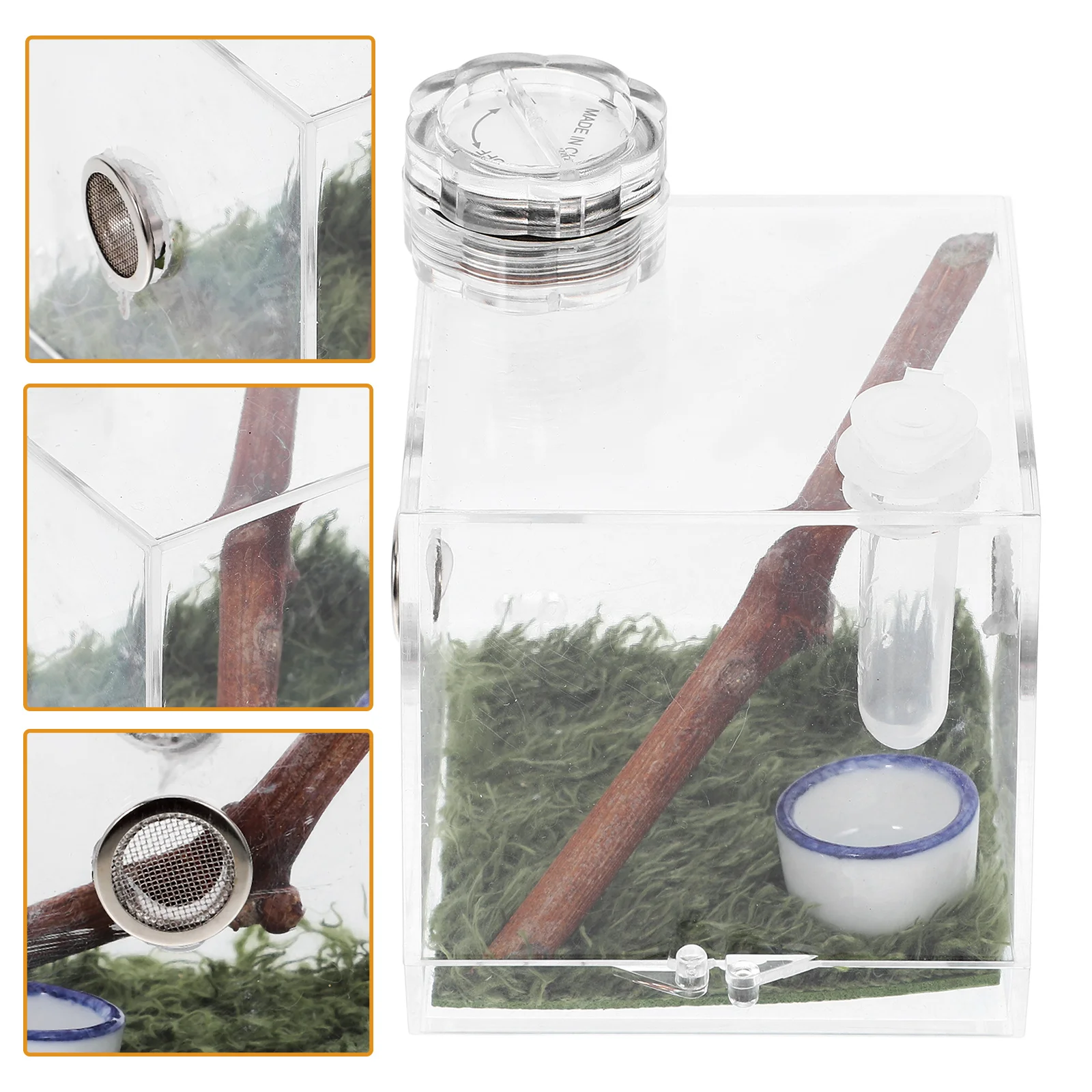

2pcs Jumping Spider Breeding Box Large Size Acrylic Cage with Lamp Feeding Port Humidifier Insect Habitat Storage Case Pet