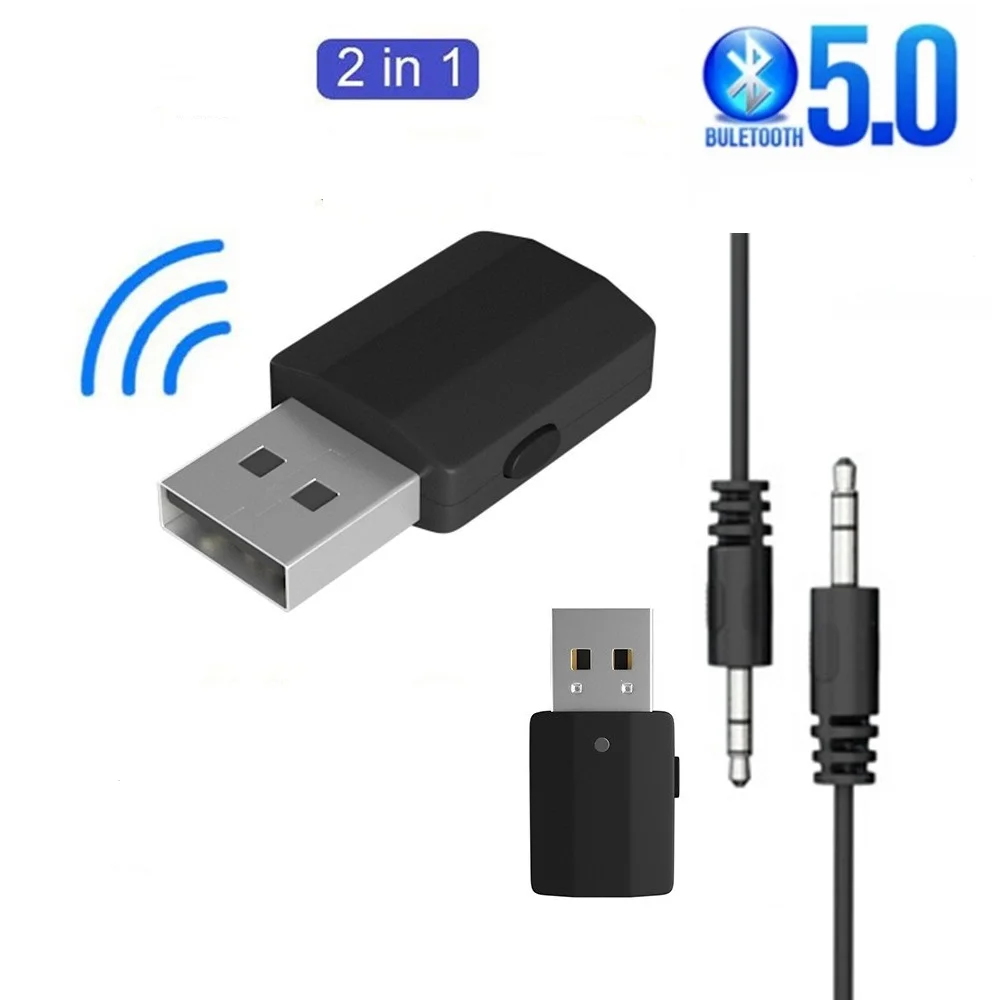 USB Bluetooth 5.0 Transmitter Receiver Mini 3.5mm AUX Stereo Wireless Music Adapter for Car Radio TV Bluetooth Earphone