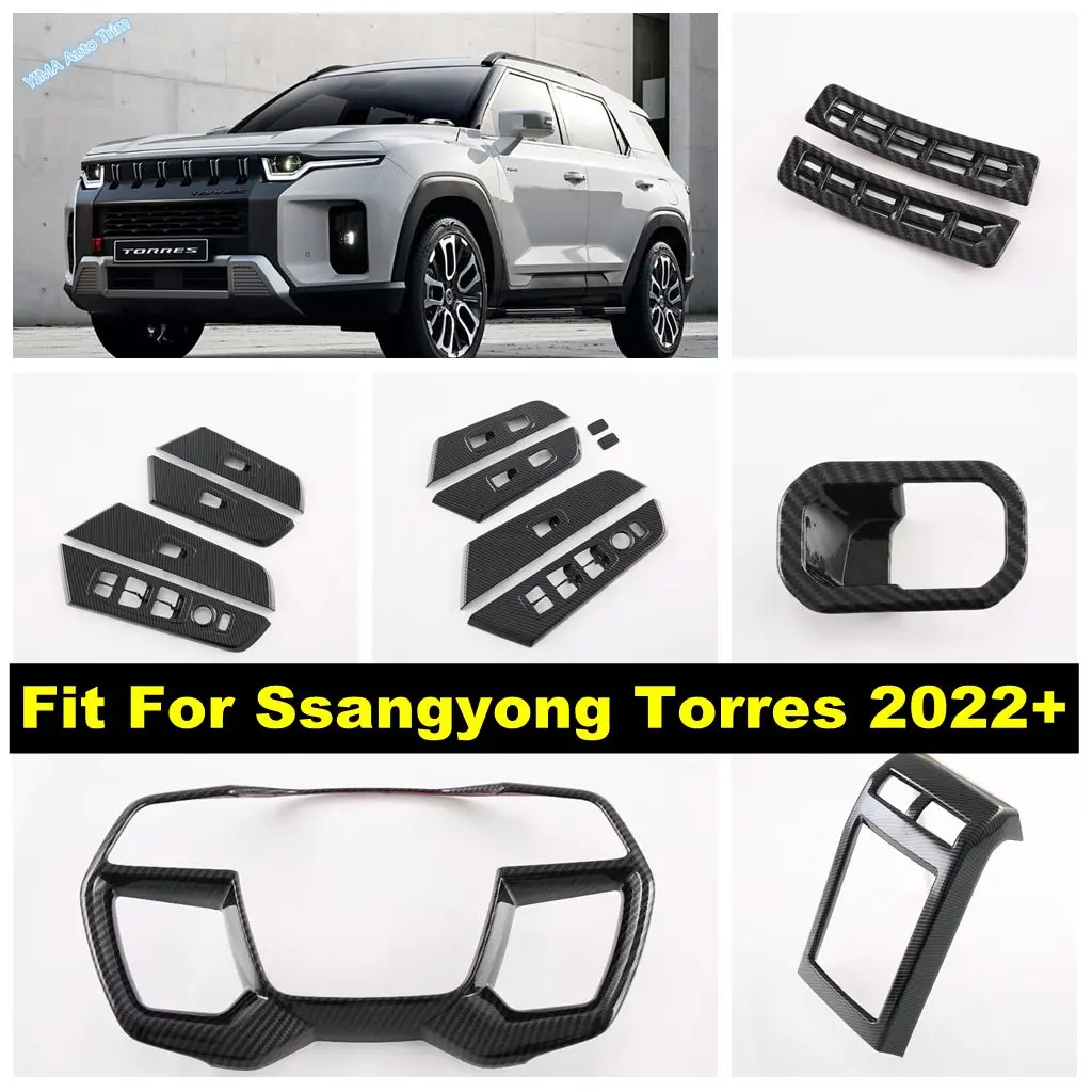 

Car Hand Brake Button / A Pillar Air / Steering Wheel Cover Trim Carbon Fiber Accessories For Ssangyong Torres 2022 2023 2024