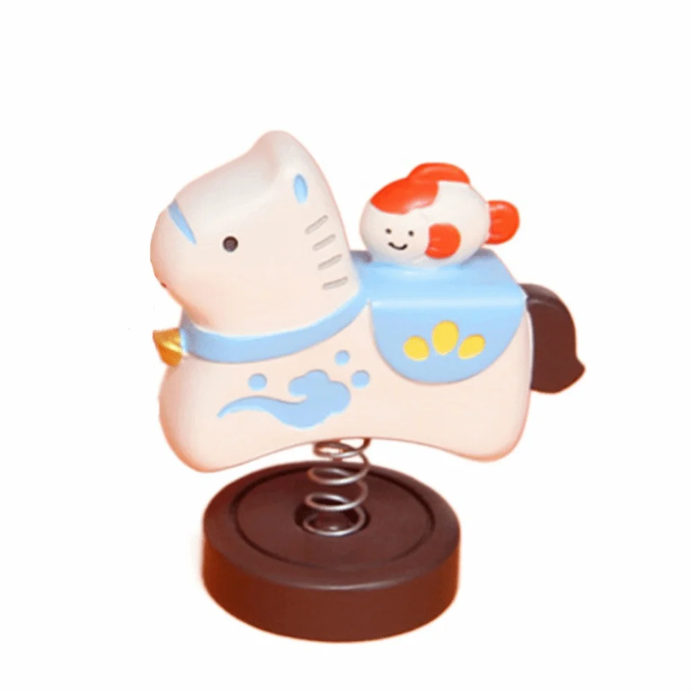 

Cartoon Zodiac Horse Ornaments Shakable Handcrafted Resin Cartoon Horse Statue with Spring Year of The Horse