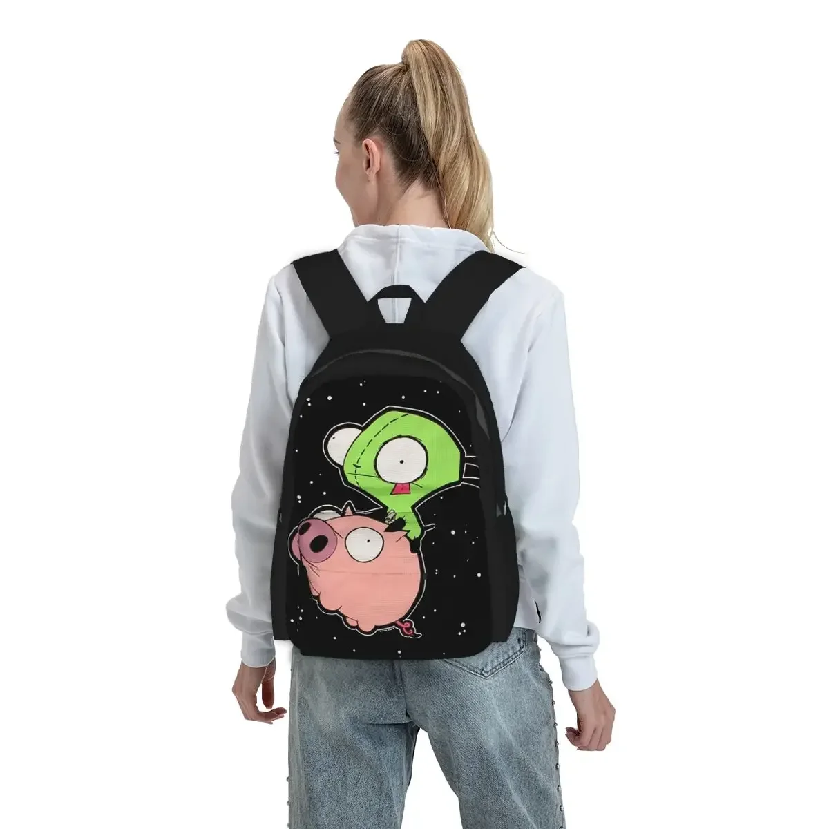 Invader Zim Art Backpack Student BookBag Kids School Bag Laptop Shoulder Bags for Men Women