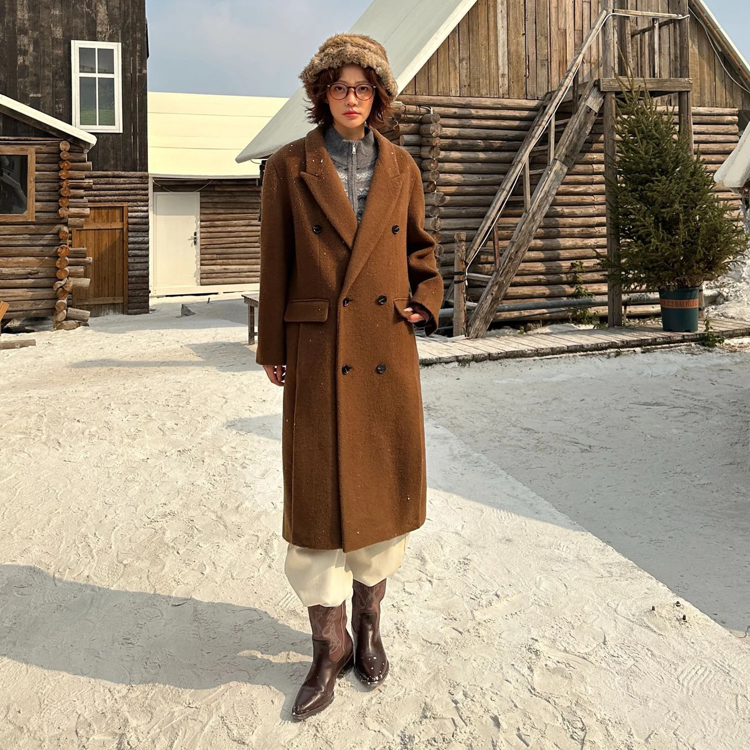 Allingentle Women's Suit Long Blazer Woolen Fashion Jacket Overcoat for Casusal Daily Outfits Customize