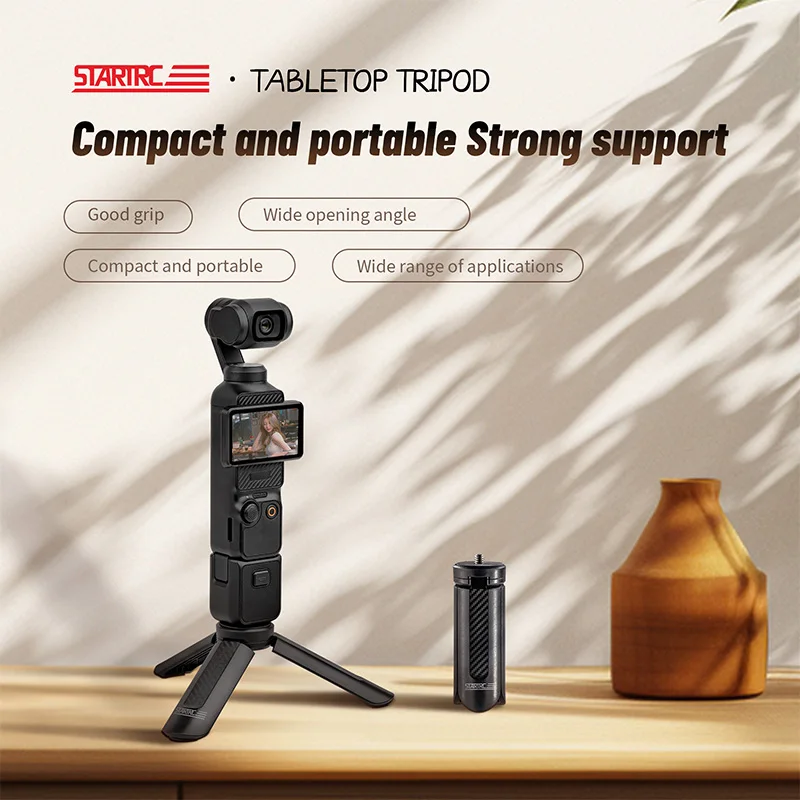 Tabletop Mini Tripod for DJI Action 5 Pro/Action 4/Osmo Pocket 3/Insta360 X4/X3/GO3/Ace Pro 2/GoPro 12/11/10 Camera Accessories