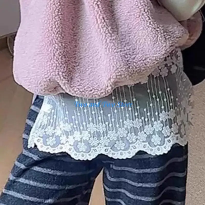 

HX6F Женская кружевная рубашка с рюшами, удлинитель, прозрачная кружевная нижняя юбка с завязками, подарки