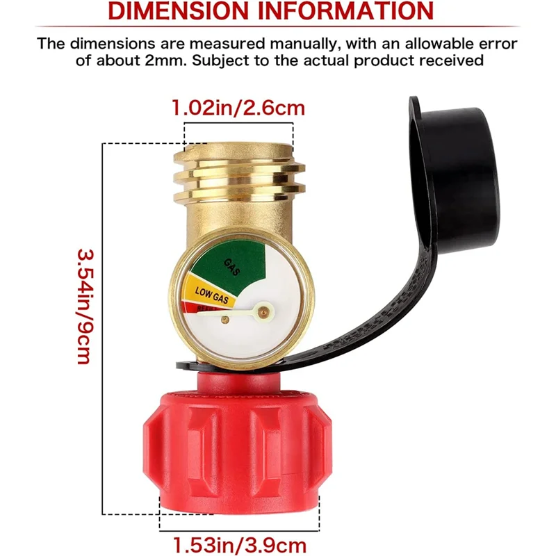 Propane Tank Gauge Level Indicator Leak Detector Gas Pressure Meter, Universal for Gas Grill, Lantern, Heater