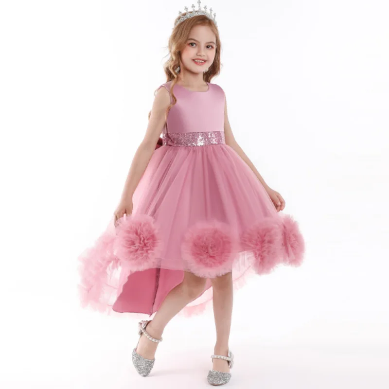 

Girl Princess Dress Kid Party Weddings Birthday Prom Summer Dresses Multicolor Puffy Tulle Skirt Children Clothes Flower Balls