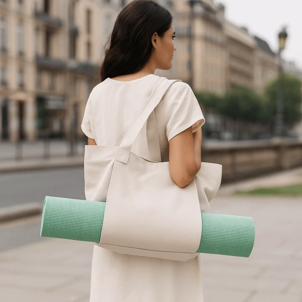 

Large Capacity Yoga Mat Carry Bag Lightweight Thick Canvas Multifunctional Yoga Bag Foldable Portable Pilates Mat Case