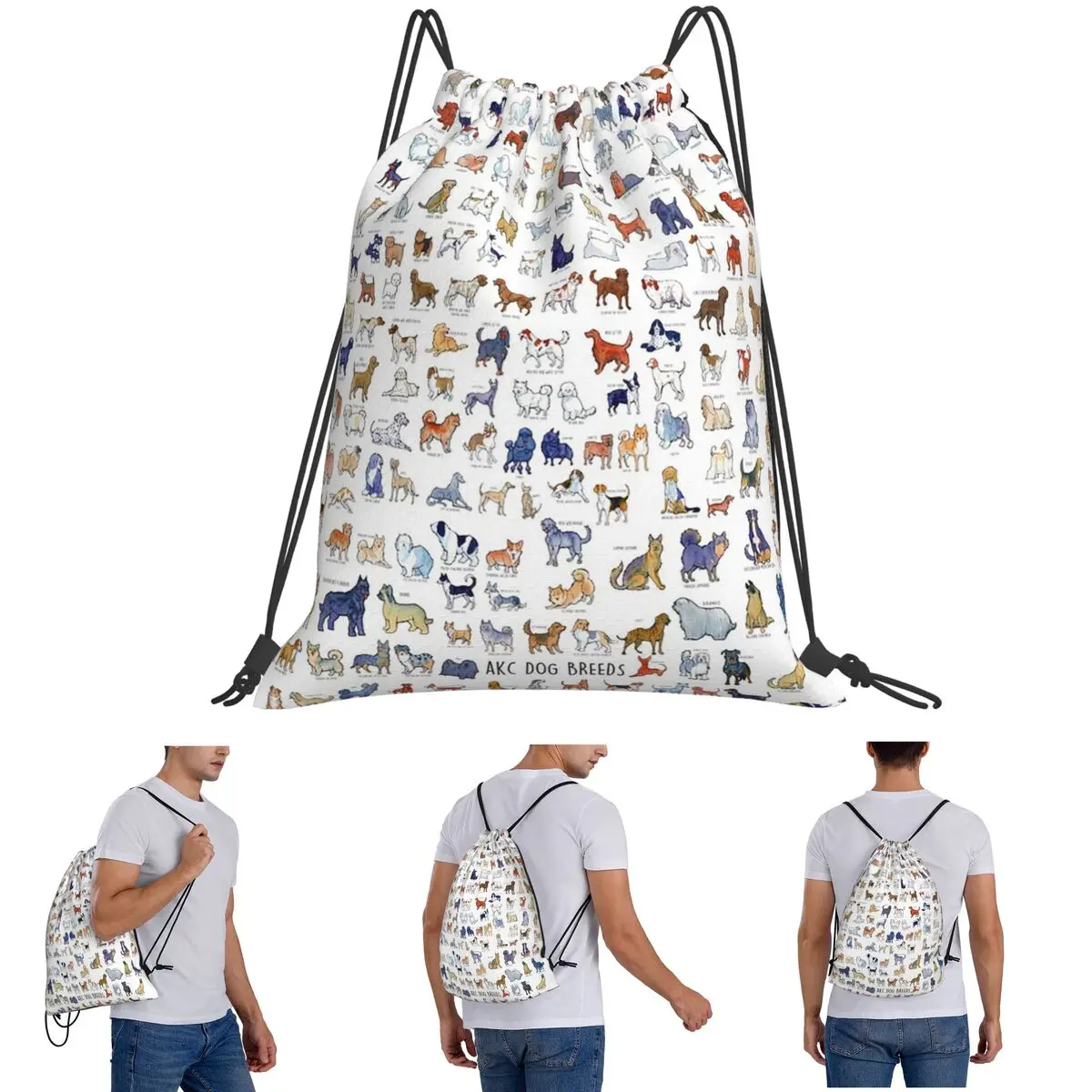 

Every AKC Dog Breed Backpacks Casual Drawstring Bags Sports Bag Book Bags for Man Woman Students