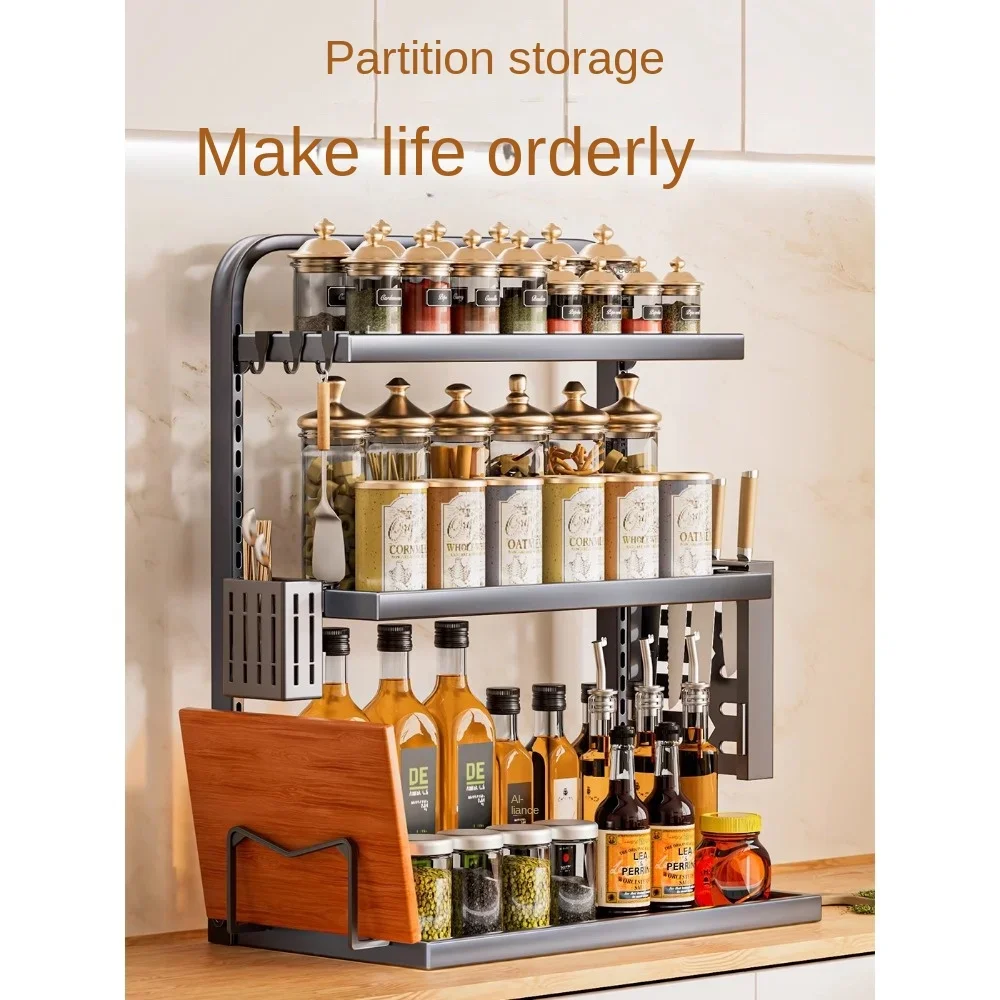 No need to install kitchen folding seasoning storage rack, table top for storing seasoning cans, bottle racks, knife racks, cutt