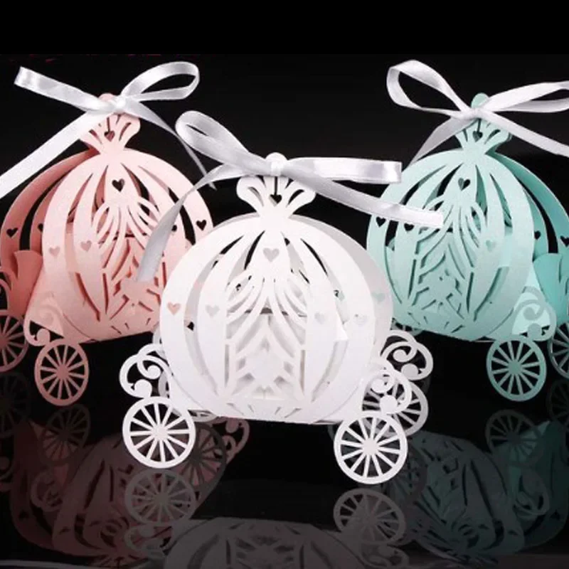 Caja de dulces de carruaje hueco de chocolate ferrero casado, caja de regalo de embalaje de papel para dulces de boda