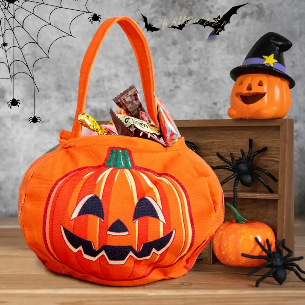 Funny Cloth Halloween Candy Bag Trick or Treat Tote Bags Pumpkin Candy Bucket Gifts Pouch Handbag Party