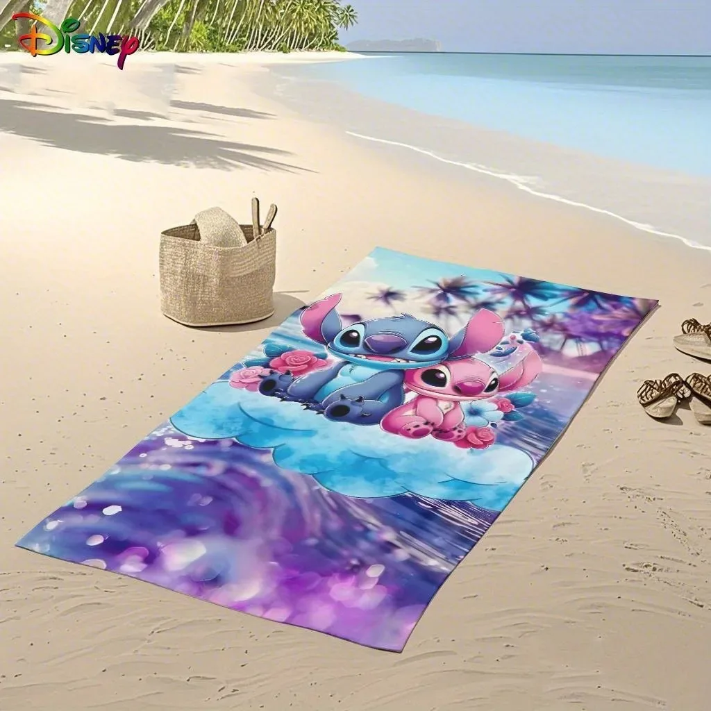منشفة شاطئ MINISO Disney Stitch - تصميم Cloud Duo، ألياف دقيقة سريعة الجفاف، هدية لمحبي ديزني، استخدام حمام السباحة/الحمام/الشاطئ #3