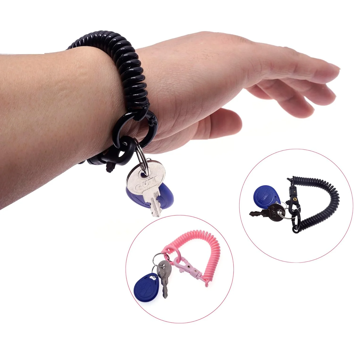 Colorful Lobster Clasp ID Card Holder Lanyard Keyring Anti-lost Wristlet Spring Rope Retractable Keychain Mobile Phone Chain