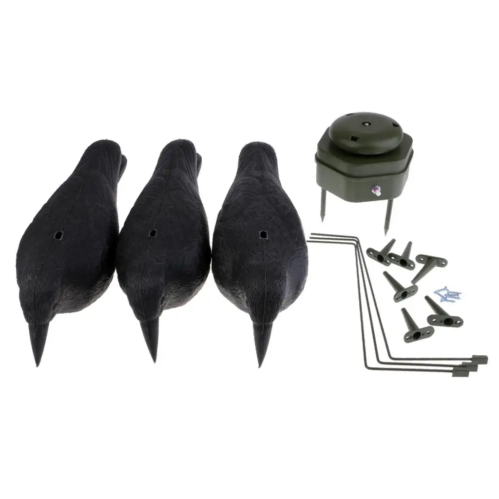 

3 Pieces Realistic Crows Hunting Decoy Home Garden Decorations Yard Scarer
