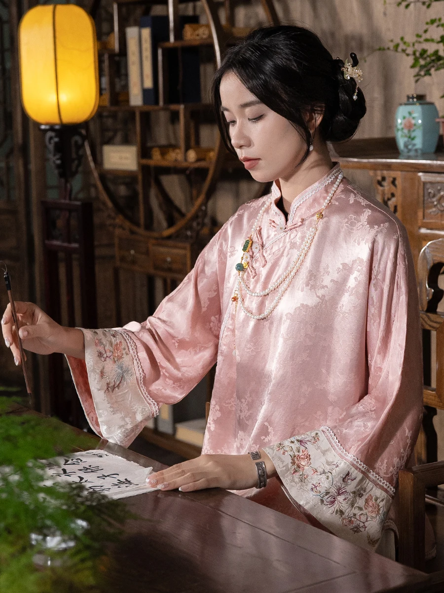 

Новая женская блузка Yuanzheng в китайском стиле, ретро, с вышивкой в стиле Республики Китай, на шелковых пуговицах, с цветочным узором, для чайной церемонии, весна-осень