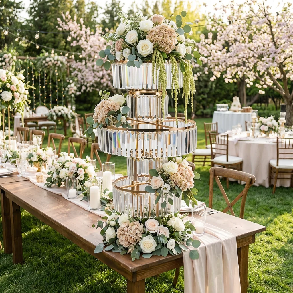 

5-Tier Acrylic Wedding Flower Stand Centerpiece Gold Table Vase Decor for Wedding, Bridal Shower, Anniversary, Modern Luxury