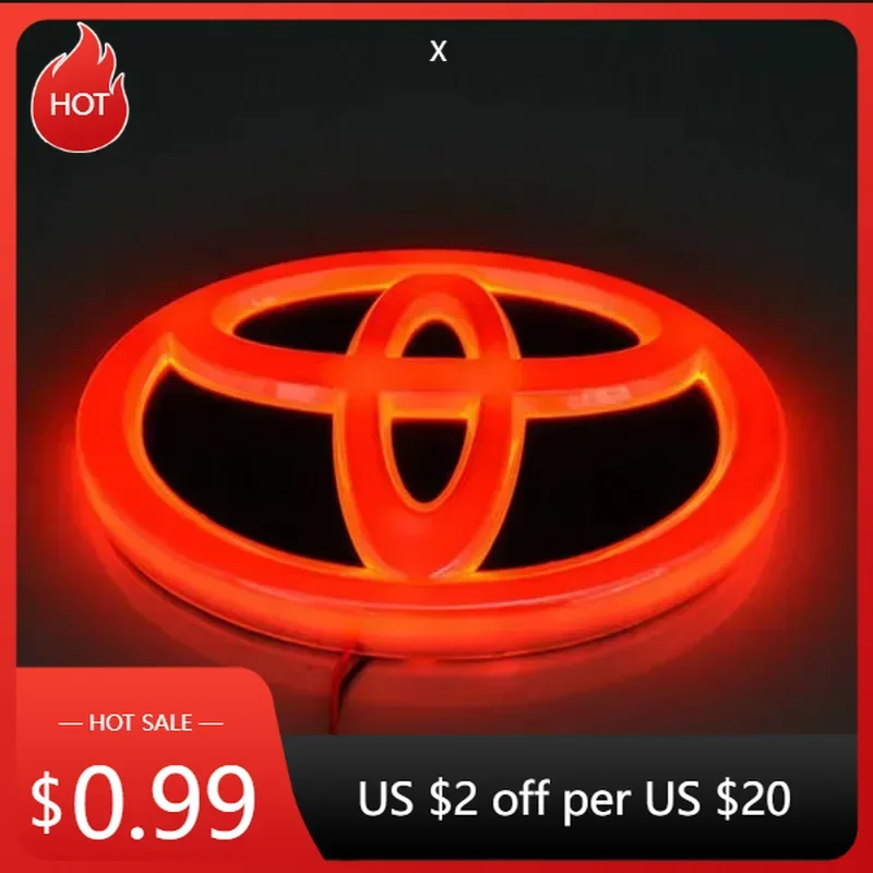 

Для Toyota 2026 Горячие колпаки ступицы 4D 16 см Автомобильная передняя решетка багажника с логотипом светодиодного света Модернизация для Toyota Land Cruiser Prado RAV4 Highlande