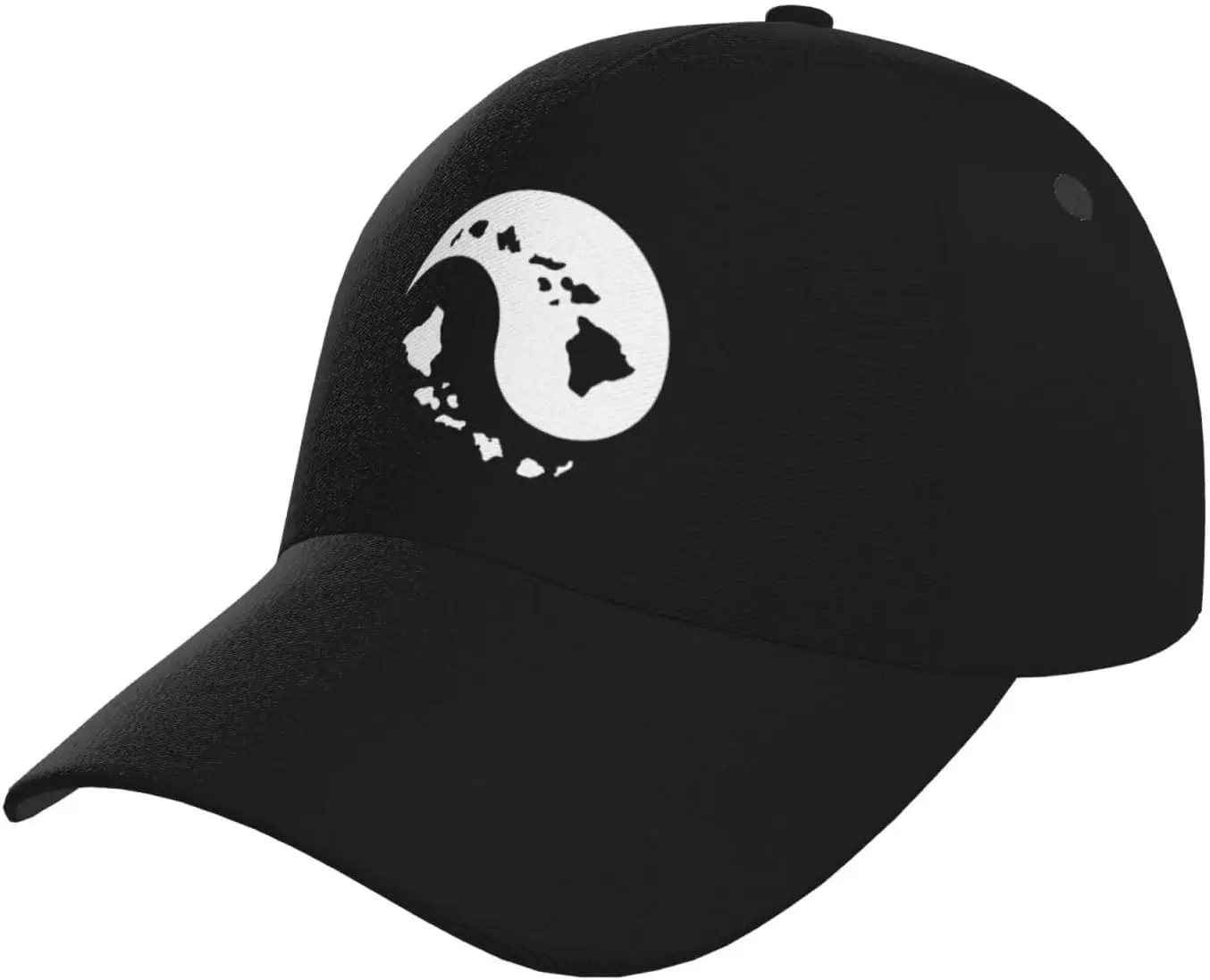 Yin Yang Hawaiian Island Map Baseball Cap Men Women - Adjustable Classic Plain Hat Black