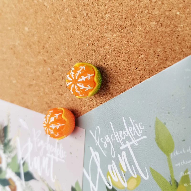 2pcs Fruits Push Pins Shape Oranges Pushpin Cute Decor Thumbtack Nails Office Tacks Pin Wall Head Cork Felt Binding Stationery