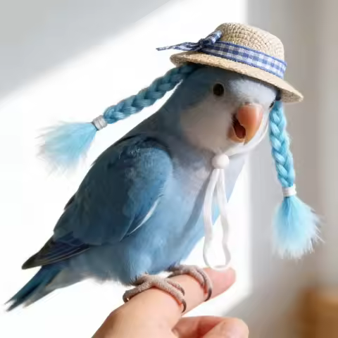 Funny Parrot Sun Hat Adjustable with Elastic Strap Double Braids Hat Lightweight Breathable Hamster Knitted Hat Party