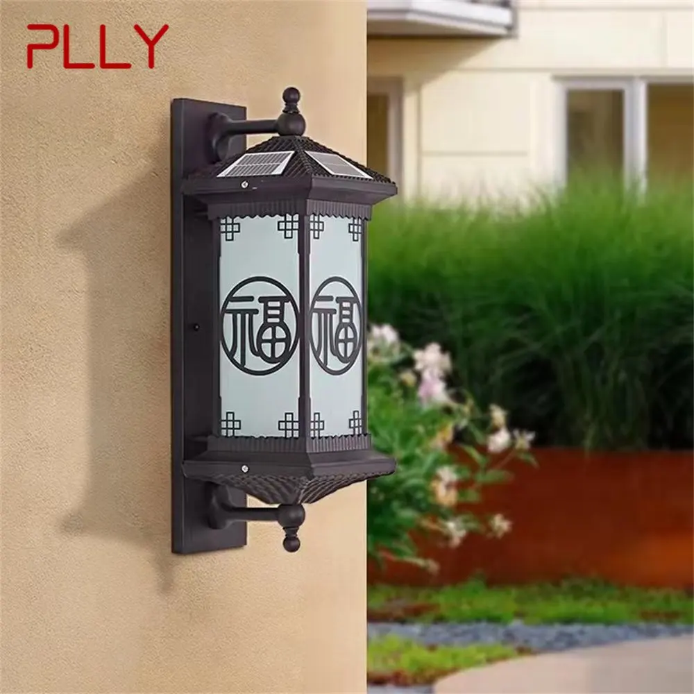 

PLLY Outdoor Solar Wall Sconces Light LED Chinese Style Waterproof Vintage Lamp for Home Balcony Decoration