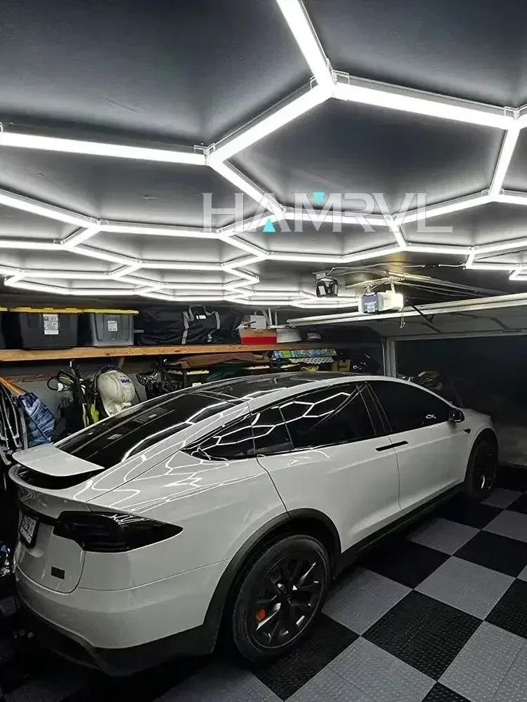 HAMRVL Hexagonal LED Lights 110-240V  Bright Garage Honeycomb Ceiling Display Lighting 440 Customized Car Beauty Exhibition