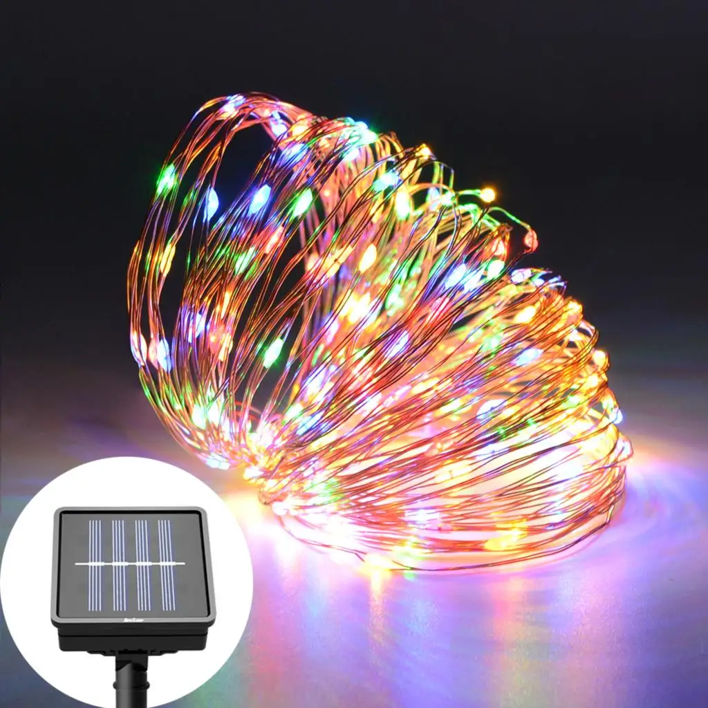 Rechargeable Solar String Fairy Lights 10m 20m Waterproof Outdoor Garland Solar Power Lamp Christmas for Garden Decoration