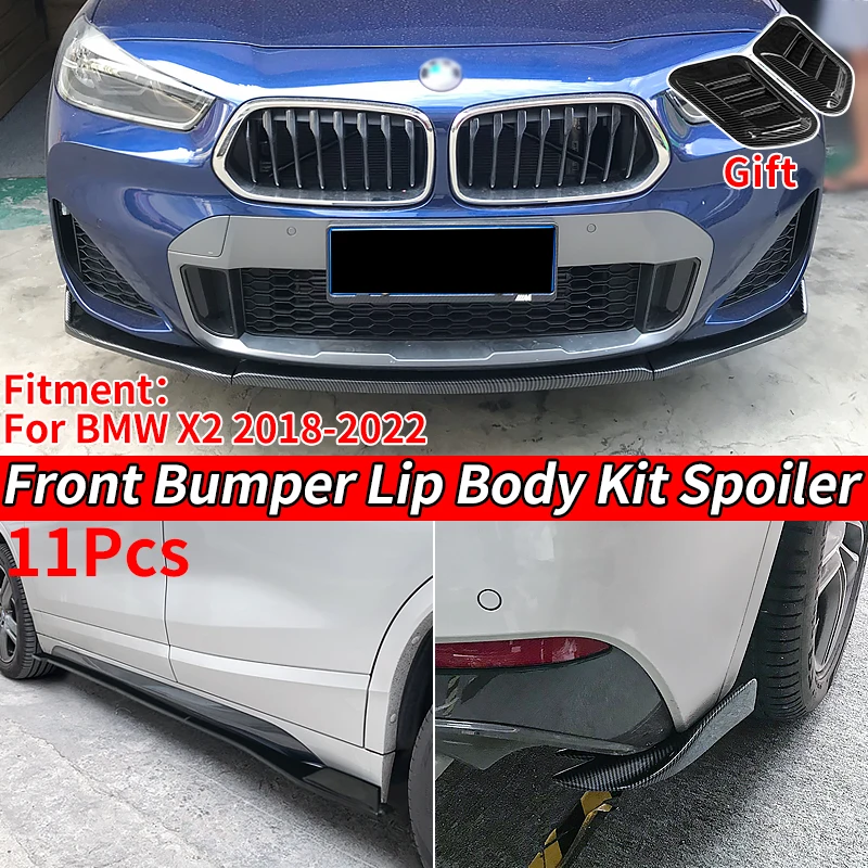 

Car Front Bumper Splitters Lip Body Kit Spoiler Side Skirts Extensions Rear Wrap Angle ABS For BMW X2 F39 2018 2019 2021 2022