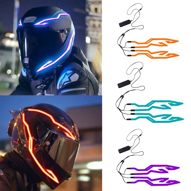

Светодиодная флуоресцентная декоративная полоса для мотоциклетного шлема, сигнальная световая лента для езды, декоративная световая полоса для шлема DIY