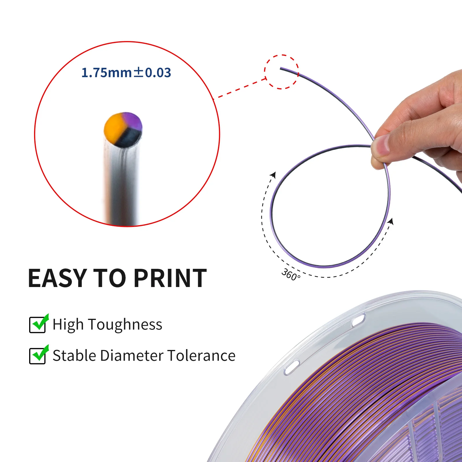 Sales Tronxy 3D Printer Filament multicolour Gradient PLA Filament 1.75mm Milticolor 10M PLA Filament