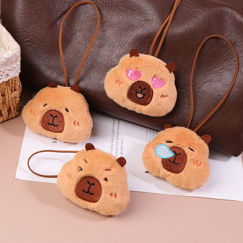 Fluffy Capybara Plush Doll Soft Stuffed Animal Capybara Plush Doll Squeak Toy Cartoon Key Chain Backpack Bag Pendant