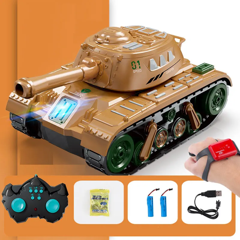 Rc Tank 2.4G Radio Remote Control Car Crawler Shoot Water Bomb Gestures Control Multiplayer War Tank USB Charge Toy For Kid Gift