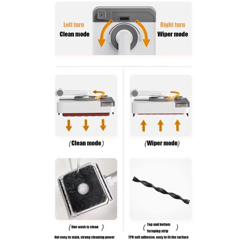 

Stainless Steel and PP Windows Cleaning Tool Gray Arc Rod High-rise Window Cleaner Stretchable Flexible Cleaning