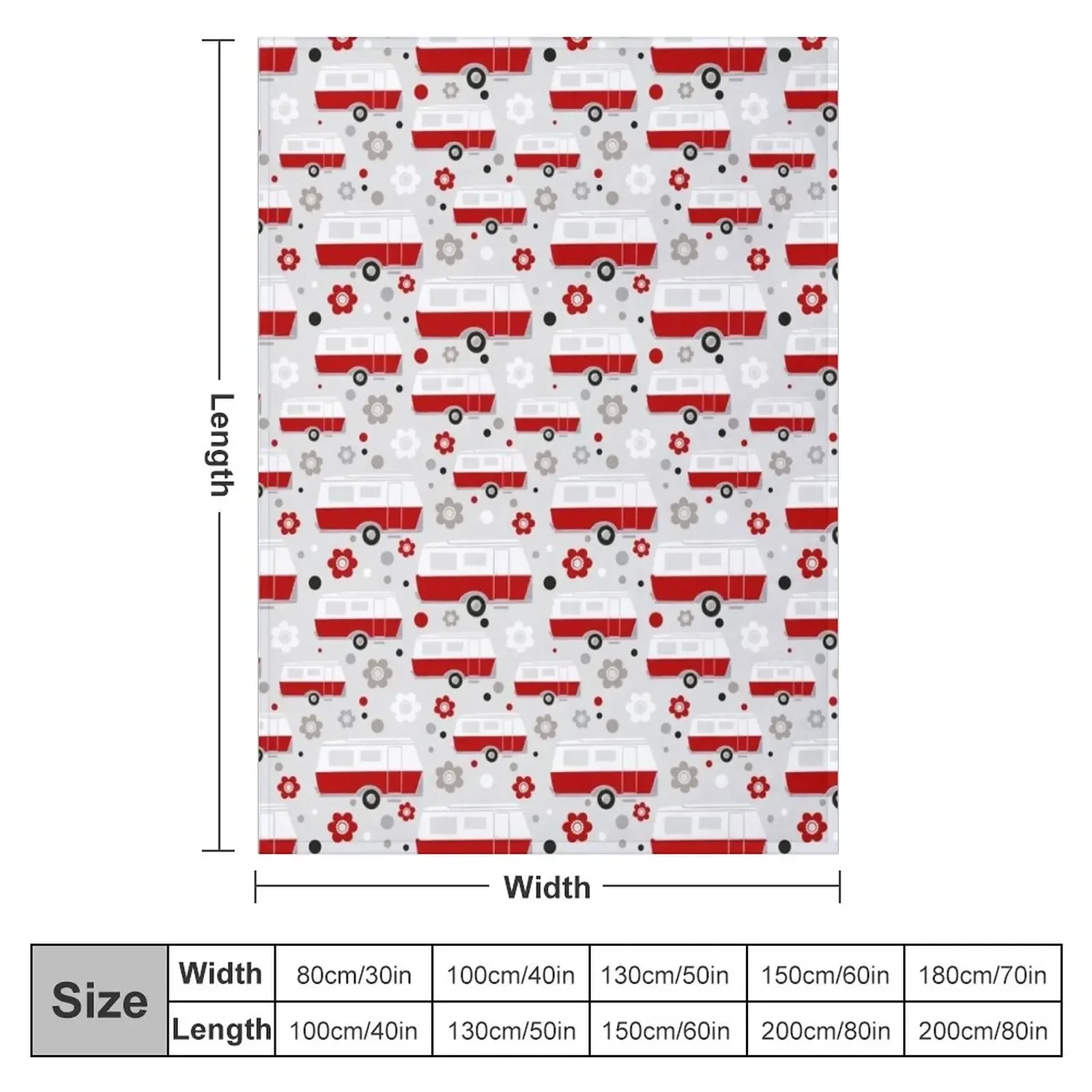 New Vintage Caravan in Red, White and Grey Throw Blanket manga Nap Blankets