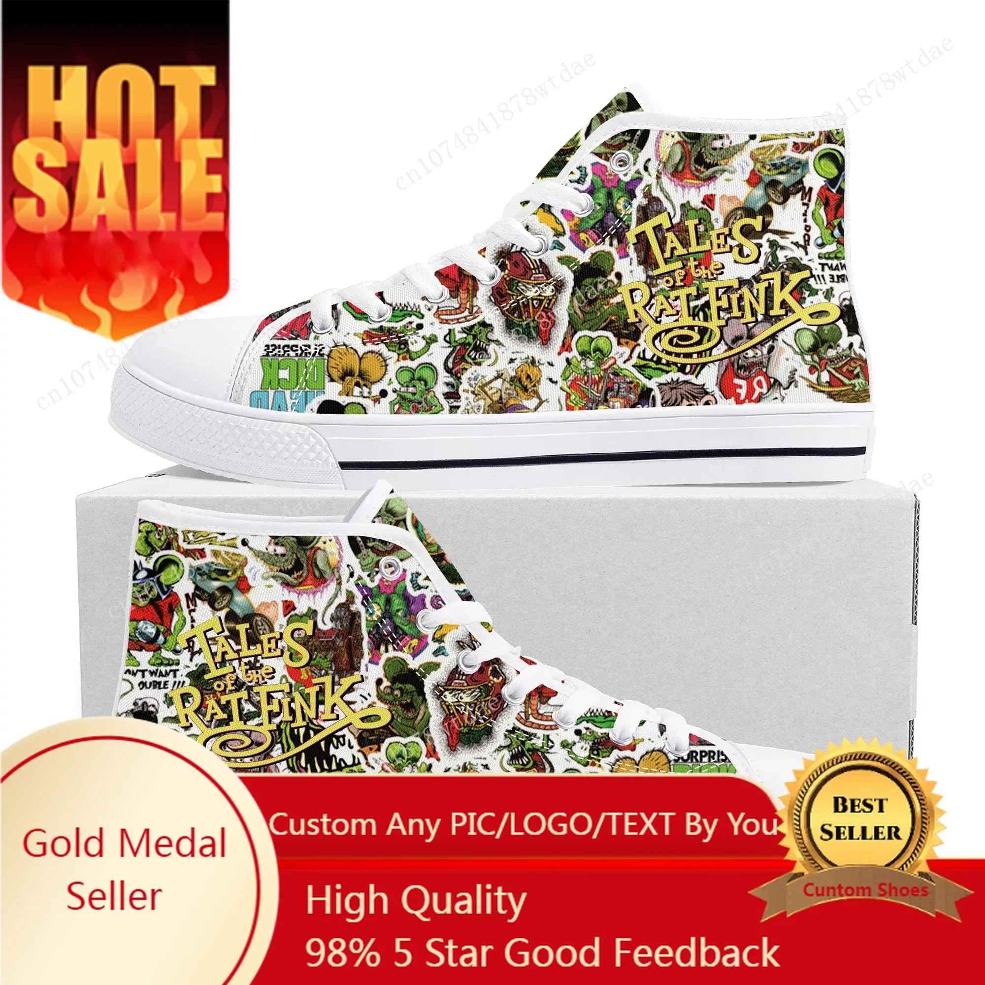 

Tales Of The Rat Fink High Top Sneakers Mens Womens Teenager High Quality Canvas Sneaker Comics Manga Couple Customized Shoes