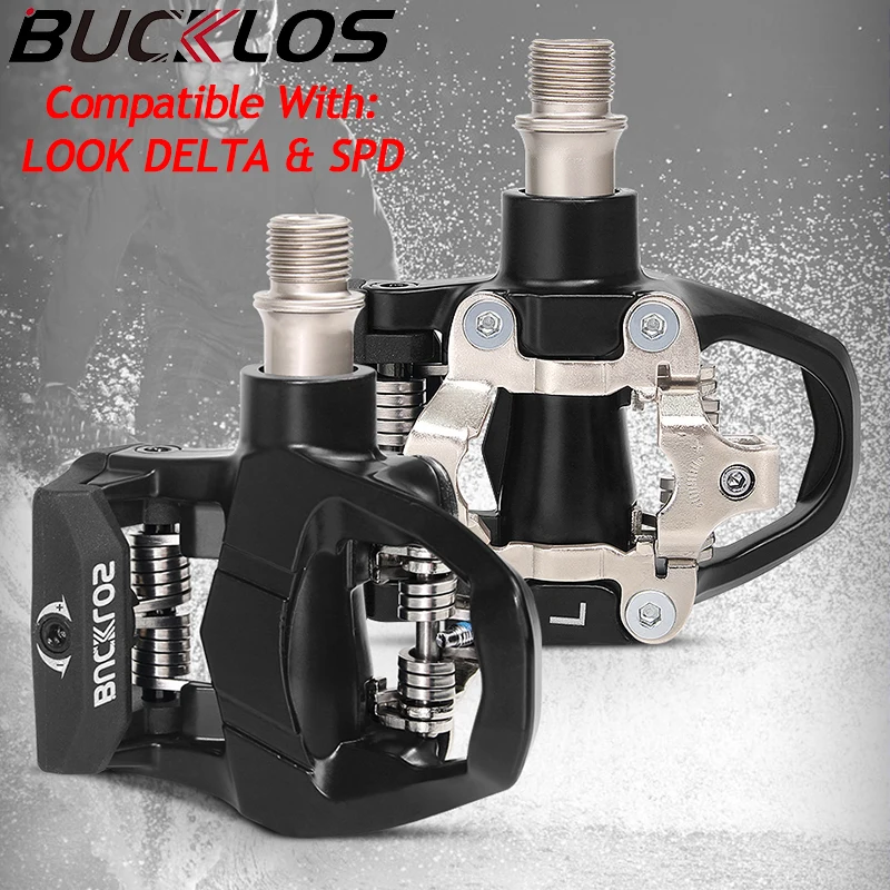 

BUCKLOS Road Bike Pedal for Look Delta Ultralight Bicycle Self-locking Pedals Dual Function MTB Lock Pedal for SPD System