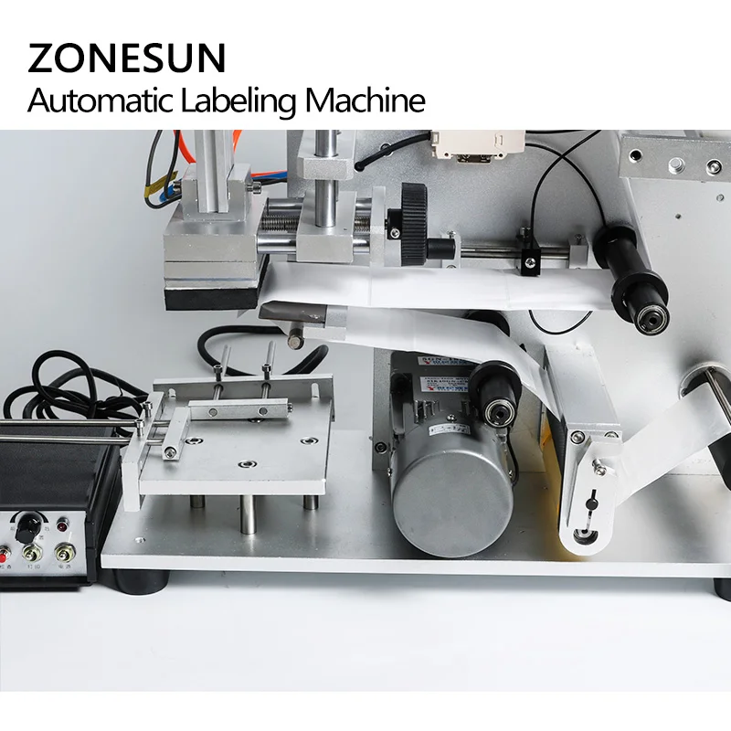 ZONESUN Flat Labeling Machine LT-60D Semi Automatic Box Book Carton Flat Caps Dispenser Bottle Label Applicator With Date Coder