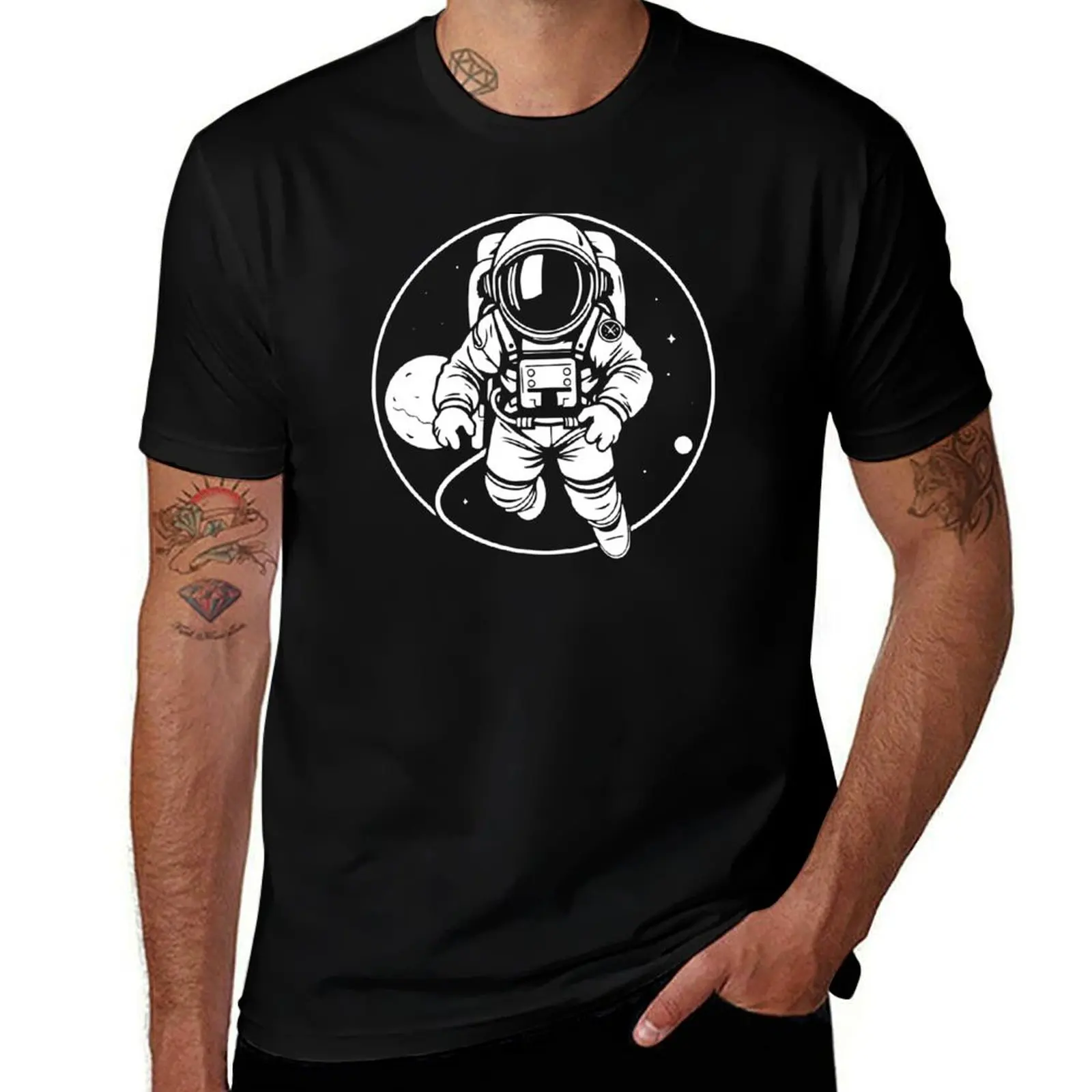 

Astronaut in space T-Shirt blue lock graphic shirts Funny t-shirt oversizeds t shirt for men