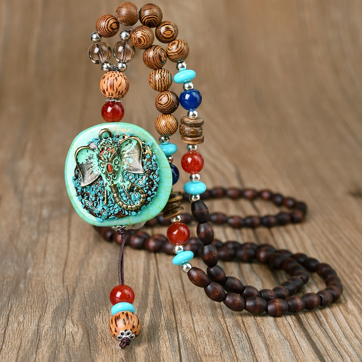 Women Accessories Nepal - ReconVintage-Long collier de perles en bois
