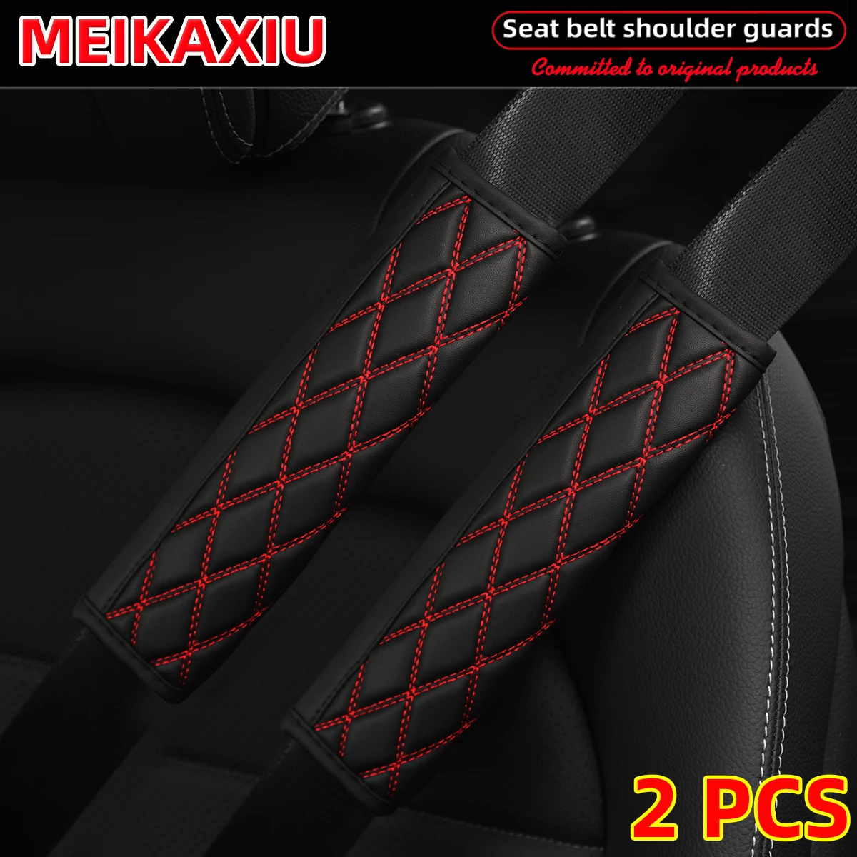 3D Schwarz PU Leder Auto Schulter Schutz Abdeckung 1PC/2PCS 3D Gestickte Sicherheitsgurt Dekoration Auto Zubehör