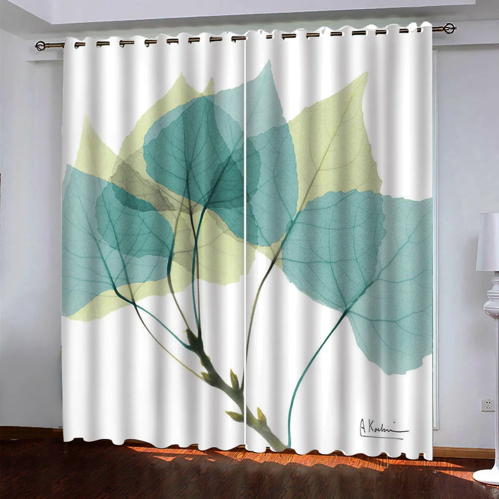 

Customized Curtains For Houses Rooms Creative Green Leaf Curtains Living Room Drapes Window Curtains Bedroom Accessories 2 Piec