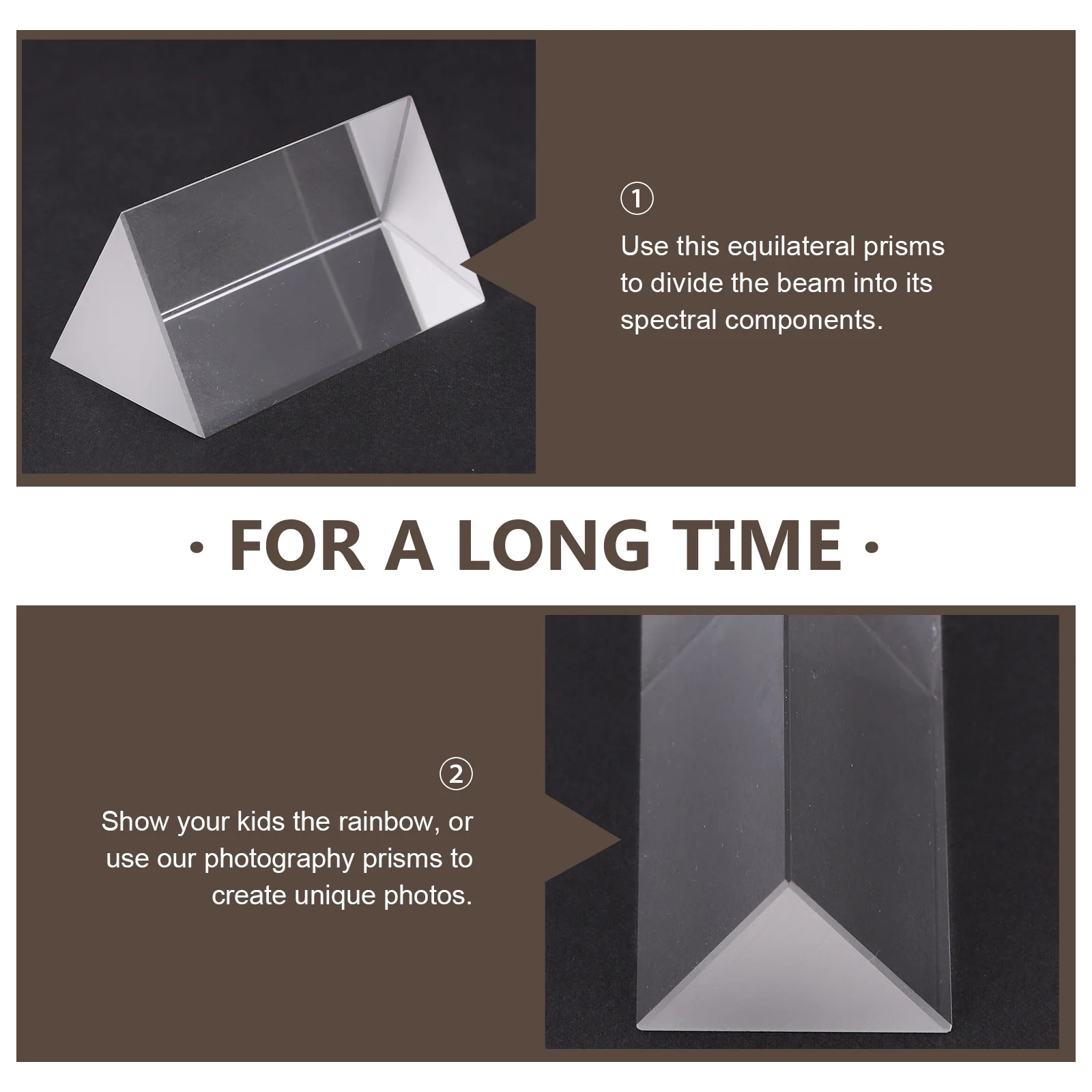 الثلاثي المنشور الزجاج البصري المنشور الفيزياء التدريس أداة الطيف الضوئي الانكسار العملي تصميم بسيط قطع دقيقة #4