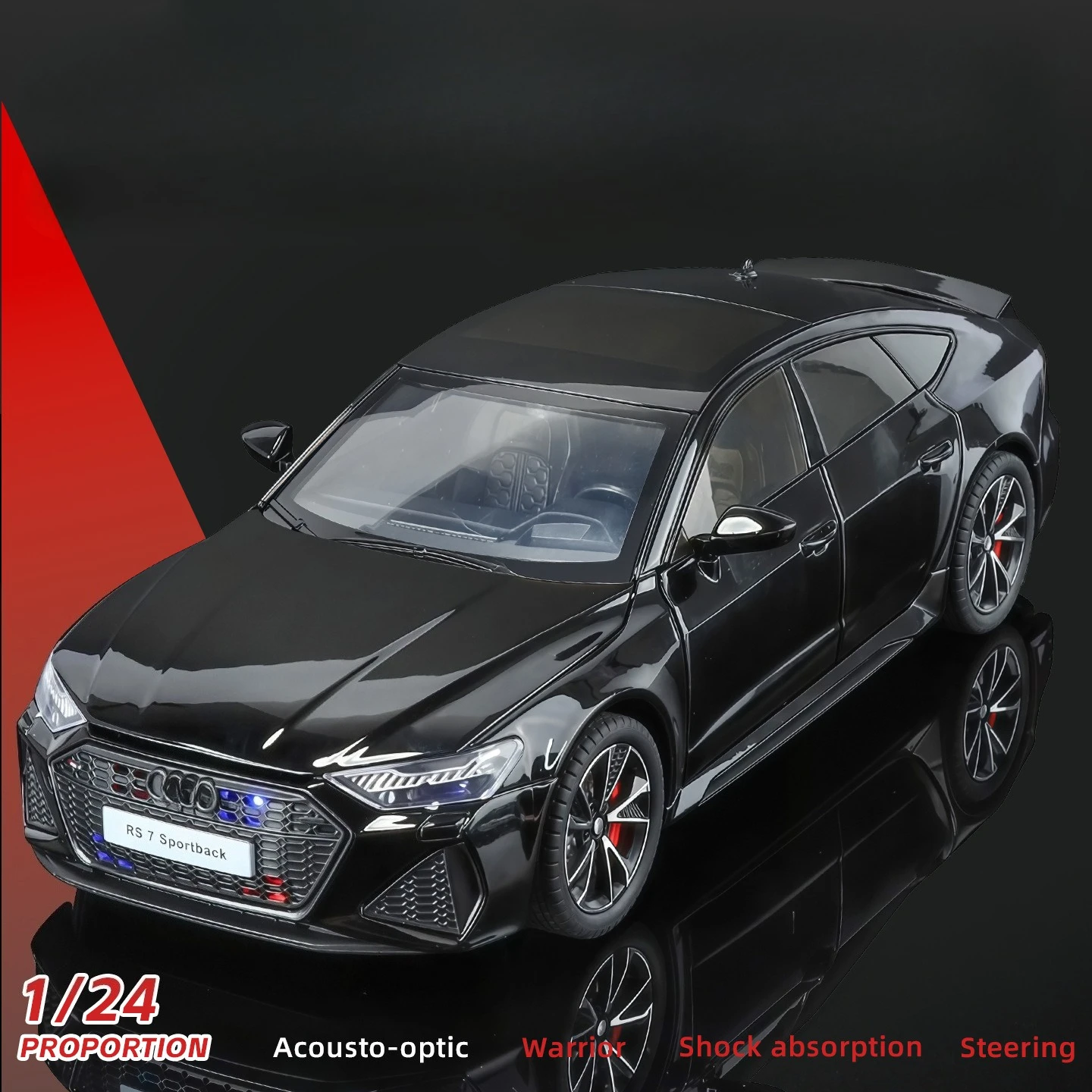 1:24 rs7 sportback carro esportivo liga diecast modelo de simulação carro brinquedos com som e luz puxar para trás brinquedos para crianças presentes