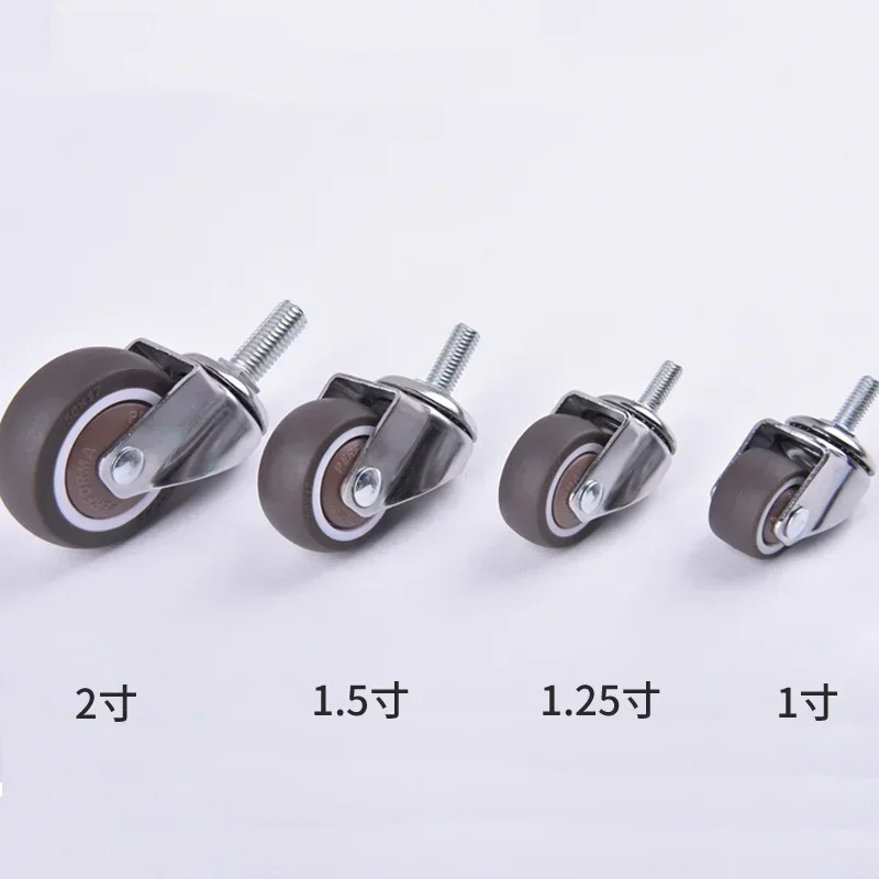 4 Pcs 1.25 Inch Stem Caster Wheels TPR Screw Lever Universal Castors Swivel Stem Wheels with M6 Thread Rod for Carts Furniture