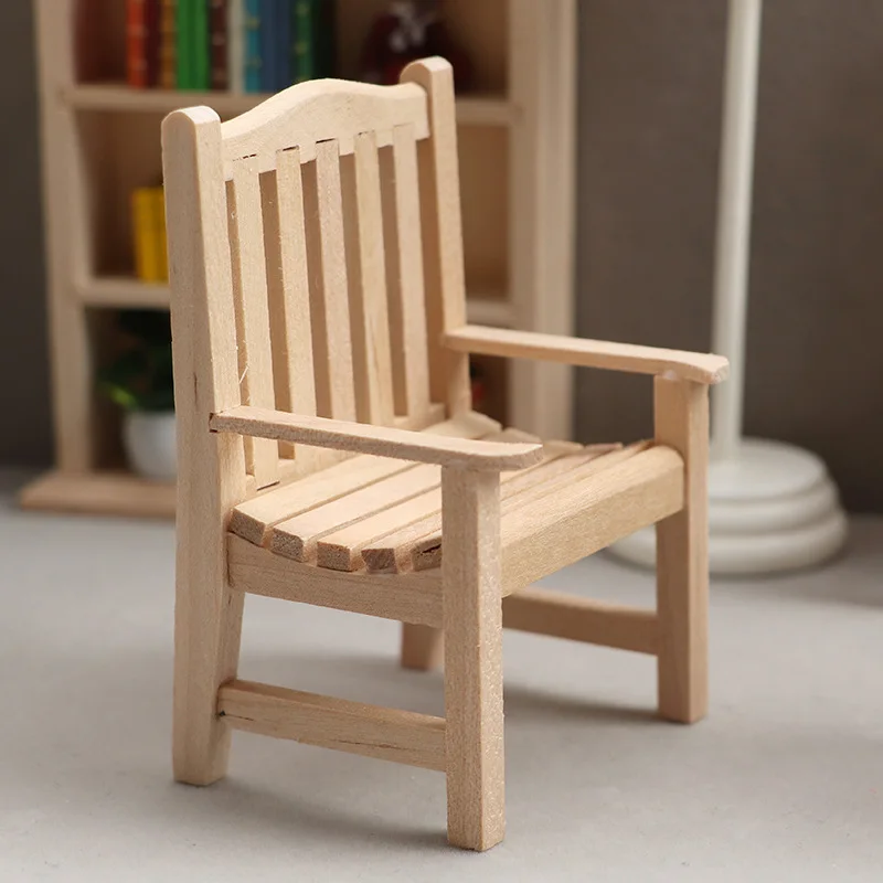 บ้านตุ๊กตาขนาด 1:12 |   เก้าอี้ไม้สำหรับสวนที่ยังไม่เสร็จ |   ชุดทำมือ DIY ที่นั่งสนามเปล่าสำหรับบ้านตุ๊กตา ฉากจิ๋ว - De