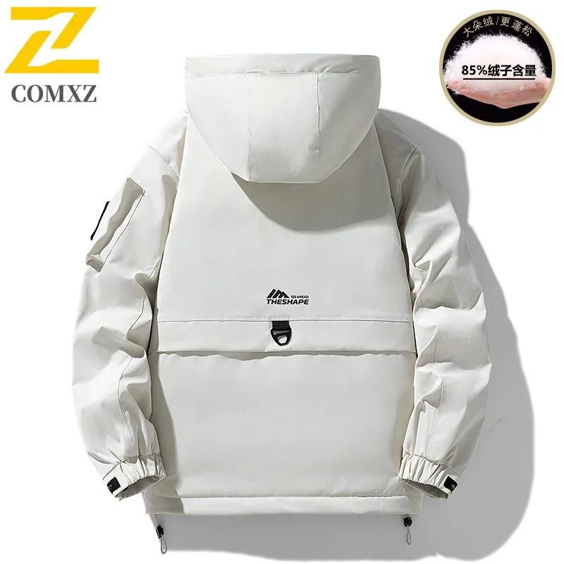COMXZ Men Winter Jacket Scratch Resistant High Quality Waterproof Skii Parker Coat Mountaineering Windproof Snowy Puffer Jacket