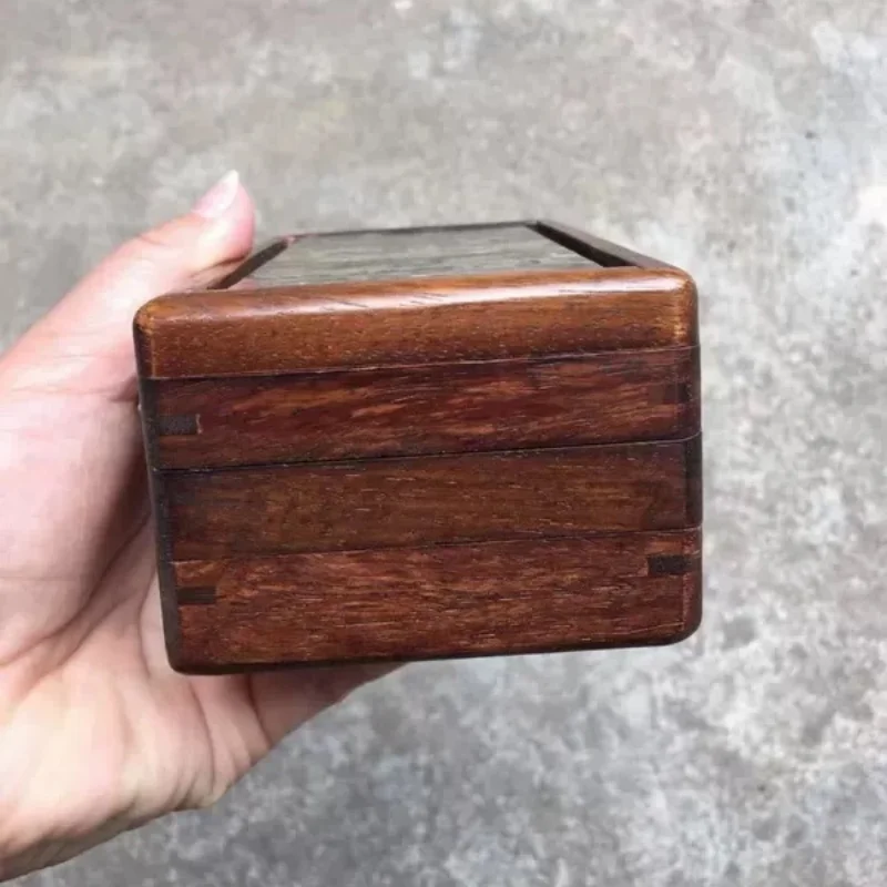 Rosewood Inlaid Abalone Shell with Mechanism Jewelry Box Secret Lock Storage Box Oriental Craft Tabletop Decor Ornament