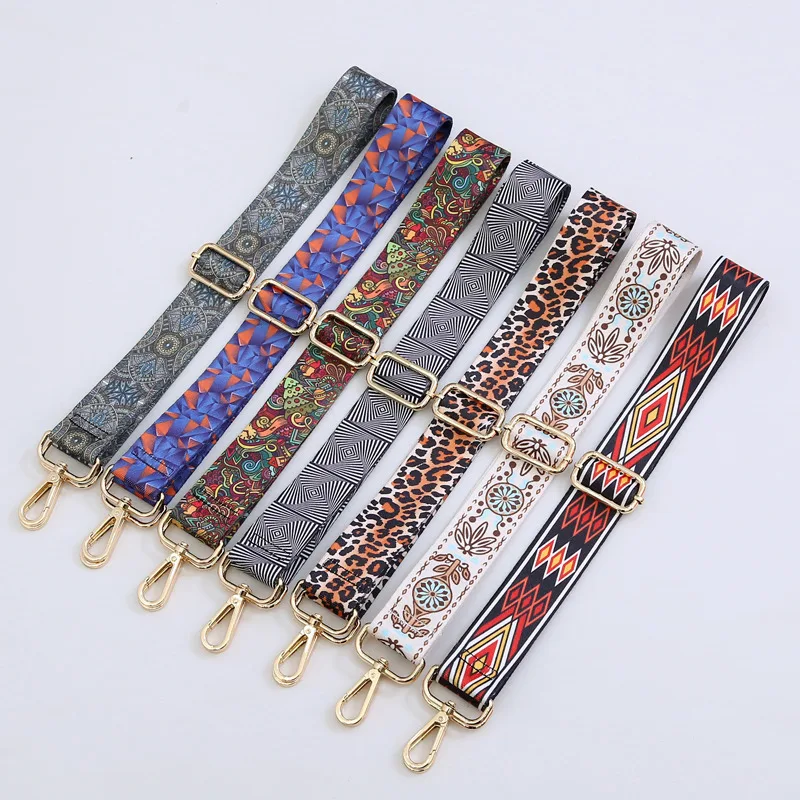 Replaceable Bag Accessories for Women Ethnic Style Colorful Adjustable Shoulder Bag Strap Travel Accessories