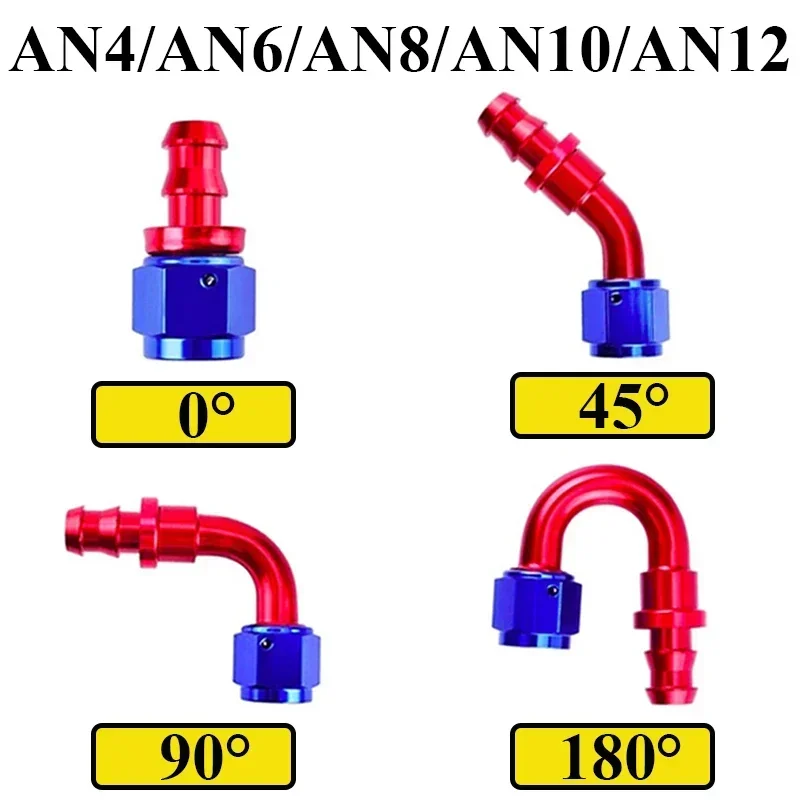 An4 an6 an8 an10 an12 דחף-על צינור קצה הולם דלק שמן יותר מתאים צינור קריר יותר מתאים 0 45 90 180 מתאם חיבור לשימוש חוזר